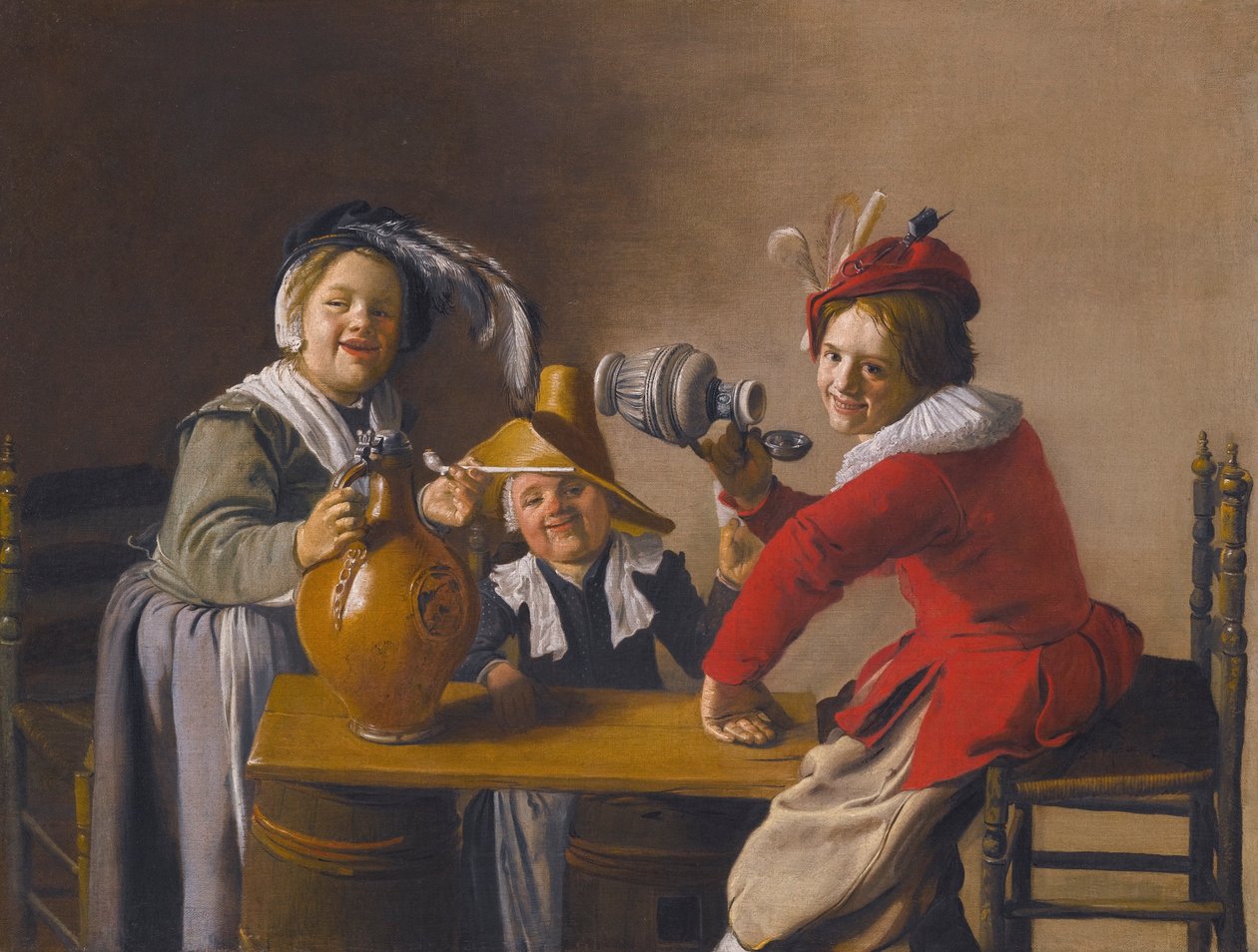 Trois enfants qui boivent et font des bêtises - Jan Miense Molenaer