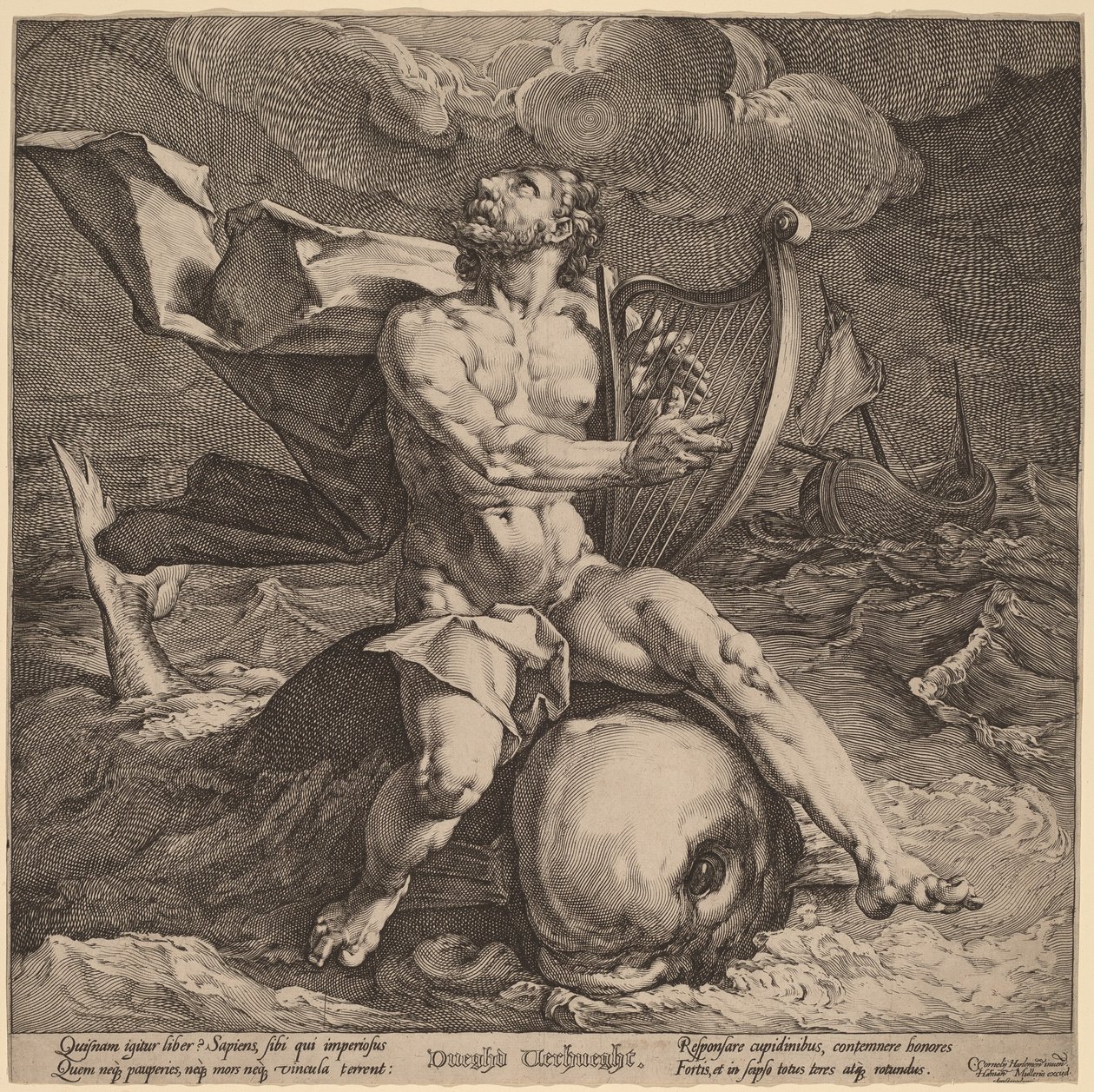 Arion sur un Dauphin - Jan Muller, after Cornelis Cornelisz van Haarlem