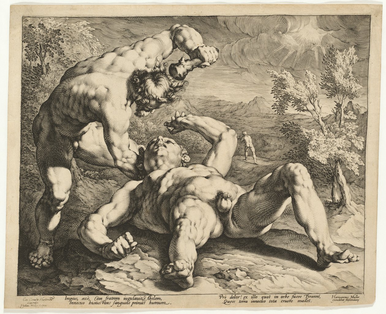 Caïn tuant Abel - Jan Muller, after Cornelis Cornelisz van Haarlem