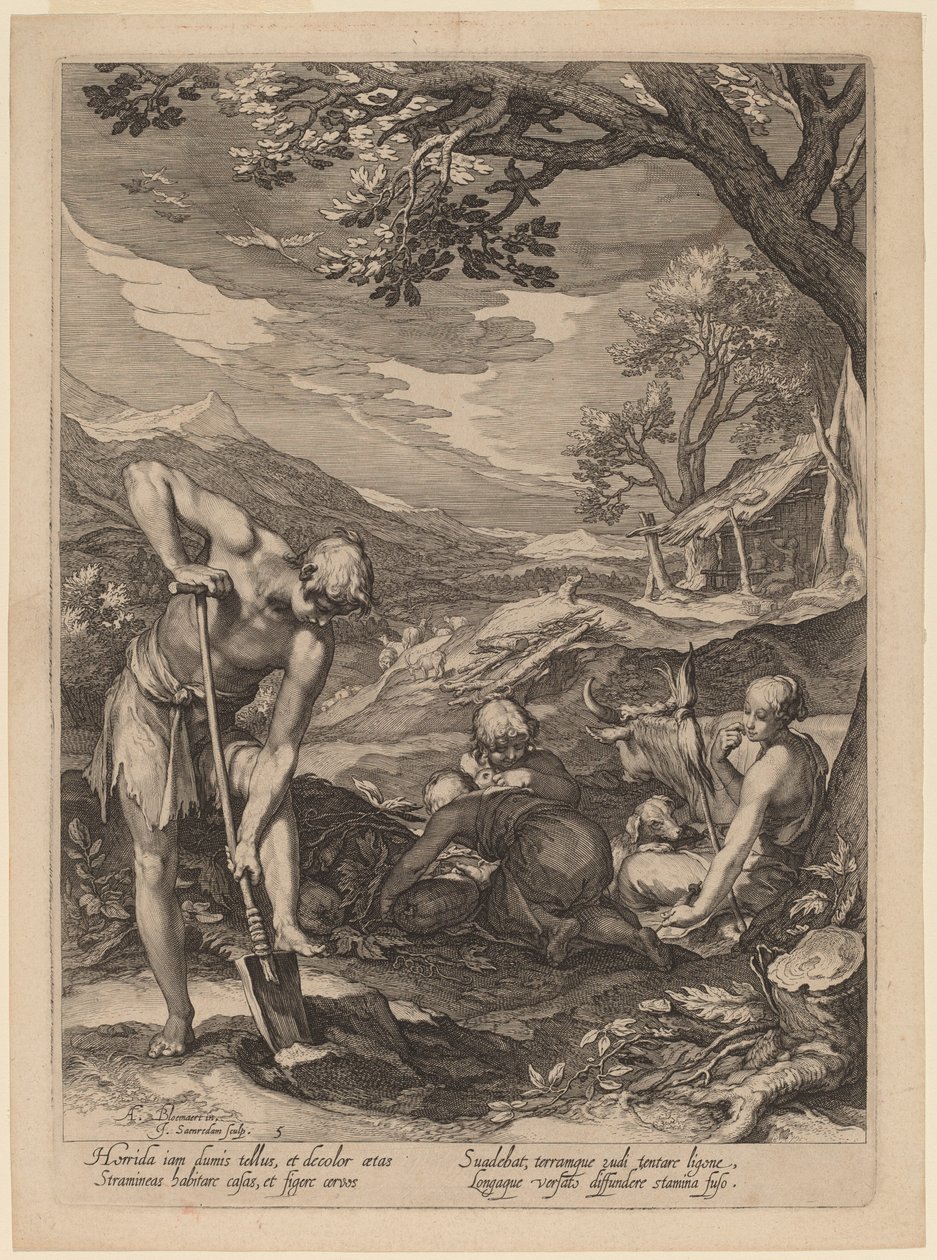 Adam et Ève travaillant - Jan Pietersz Saenredam after Abraham Bloemaert