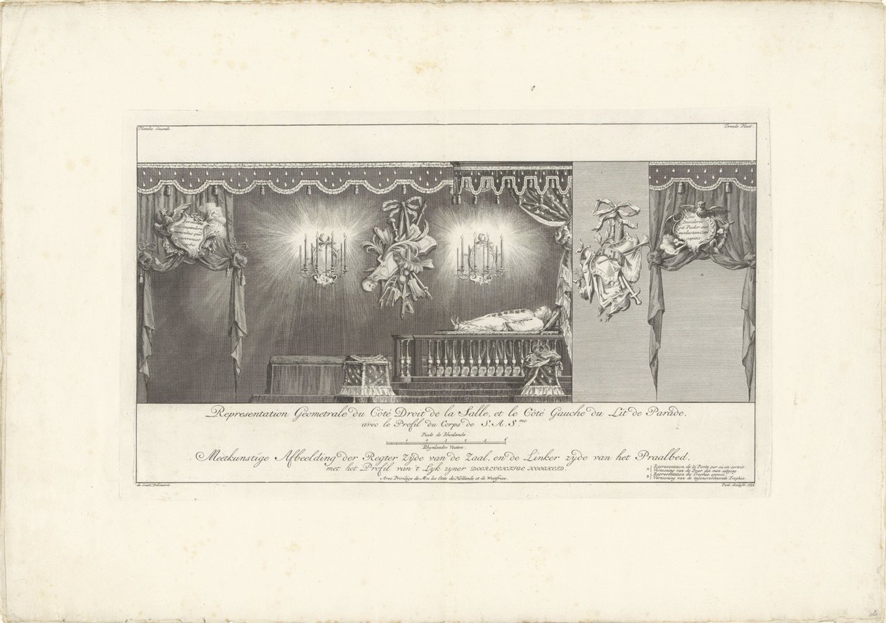 Côté droit de la salle avec le lit funéraire du prince Guillaume IV, 1751 - Jan Punt