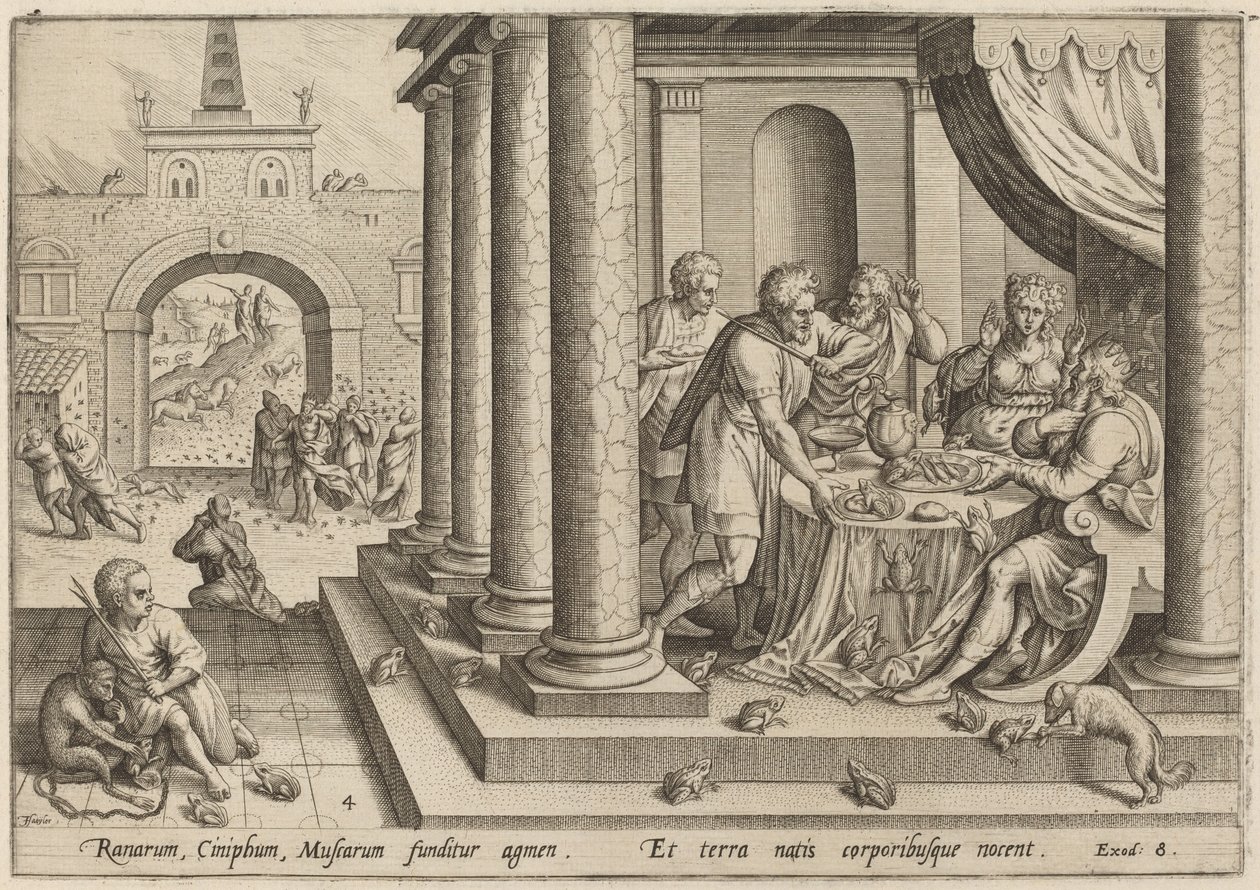 La plaie des grenouilles - Jan Sadeler I, after Maarten van Cleef
