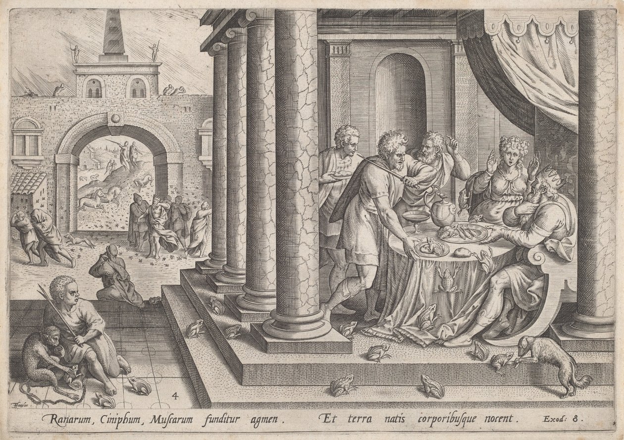 La Plaie des grenouilles - Jan Sadeler I, after Maarten van Cleef