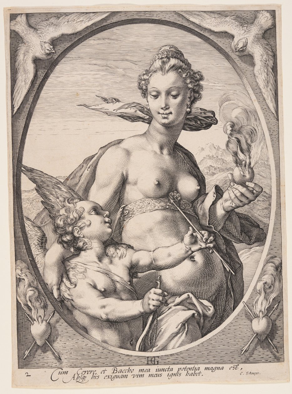 Vénus et Amor, de Trois dieux ou déesses païens - Jan Saenredam