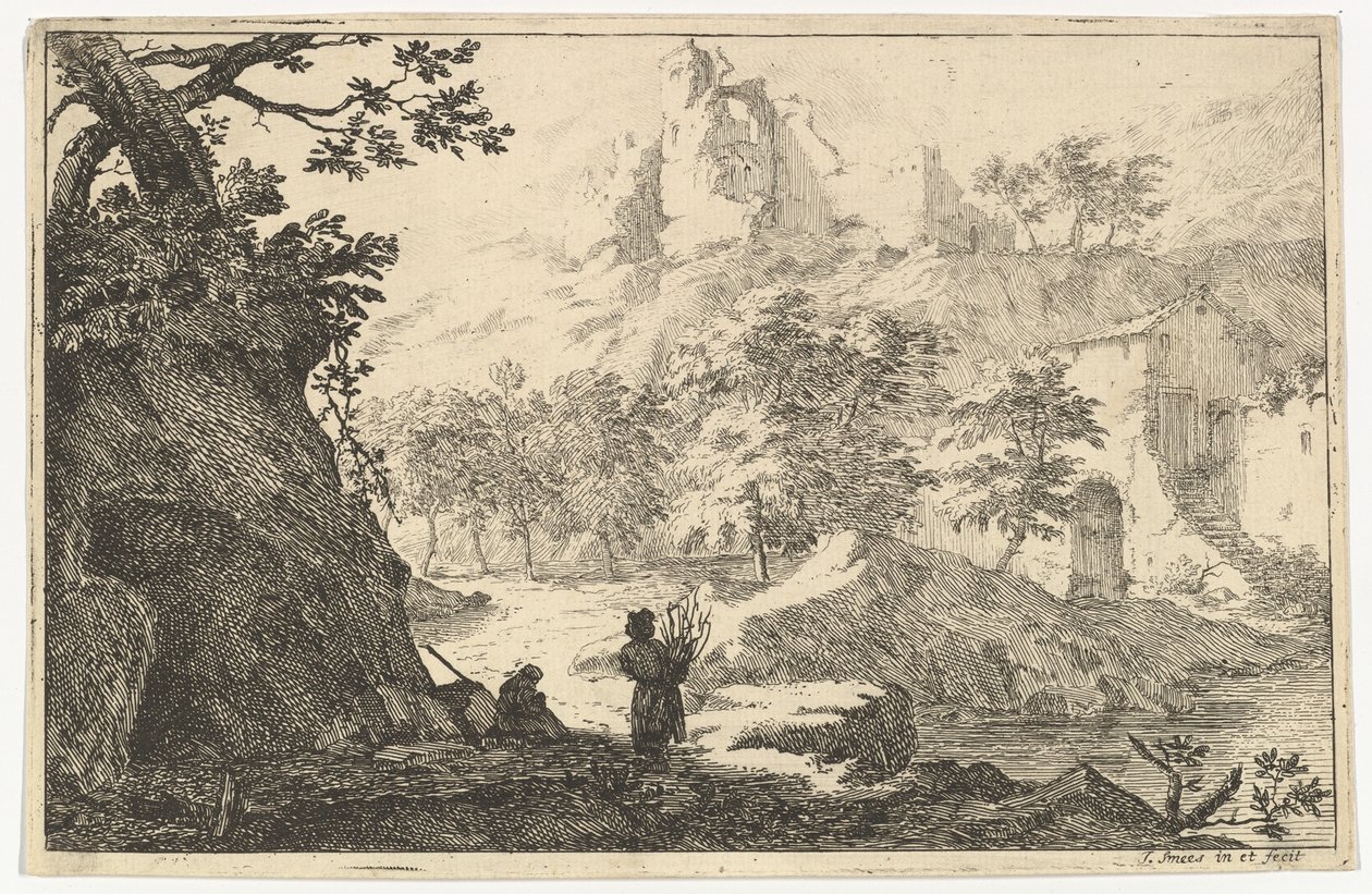 Paysage avec ruines d