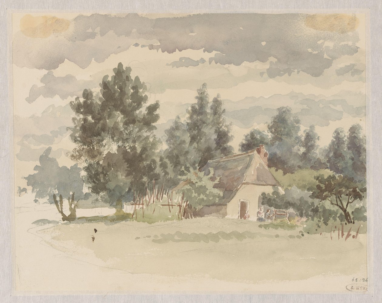 Paysage avec ferme entourée d