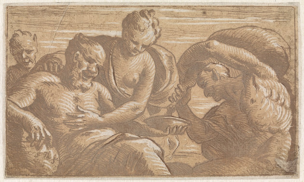 Faune versant du vin pour un homme assis - Jan Thomas