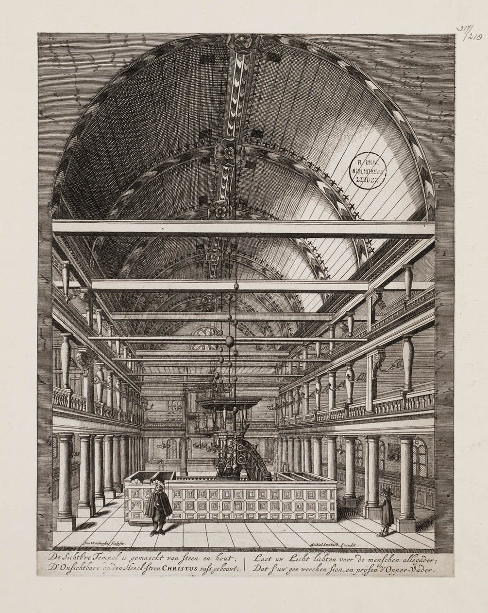 Intérieur de la synagogue portugaise à Amsterdam - Jan Veenhuysen