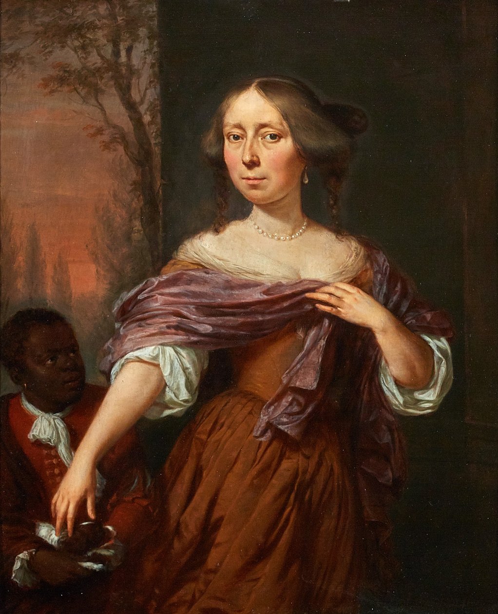 Portrait de Jacomina le Pla (1647-1681), avec une servante - Jan Verkolje