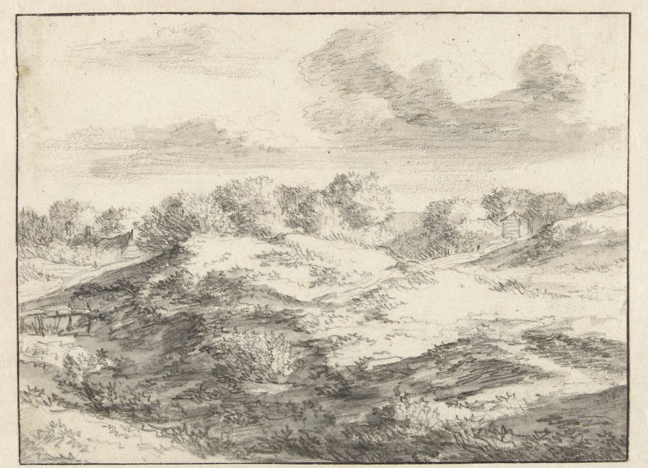 Paysage de dunes, avec un cottage au loin - Jan Vermeer van Haarlem (I) (attributed to)