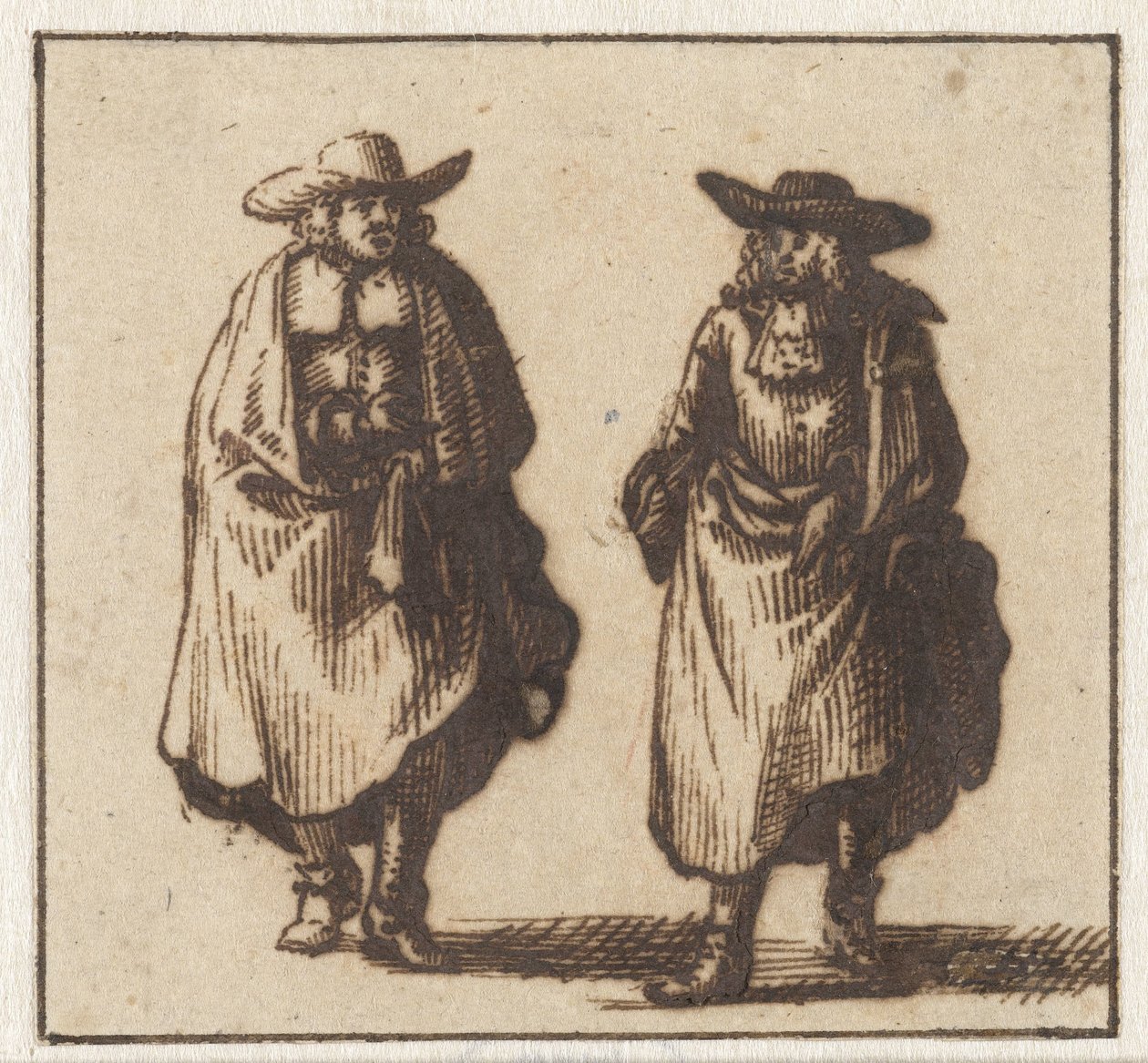 Deux hommes debout en manteaux lourds - Jan Vincentsz. van der Vinne (possibly)