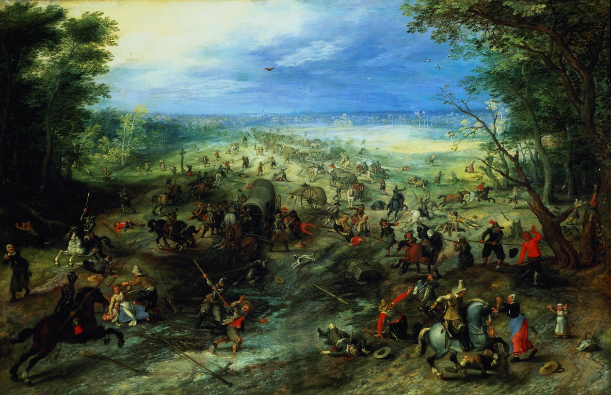 Raid sur une caravane de chariots - Jan & Vrancx S. (1573-1647) Brueghel