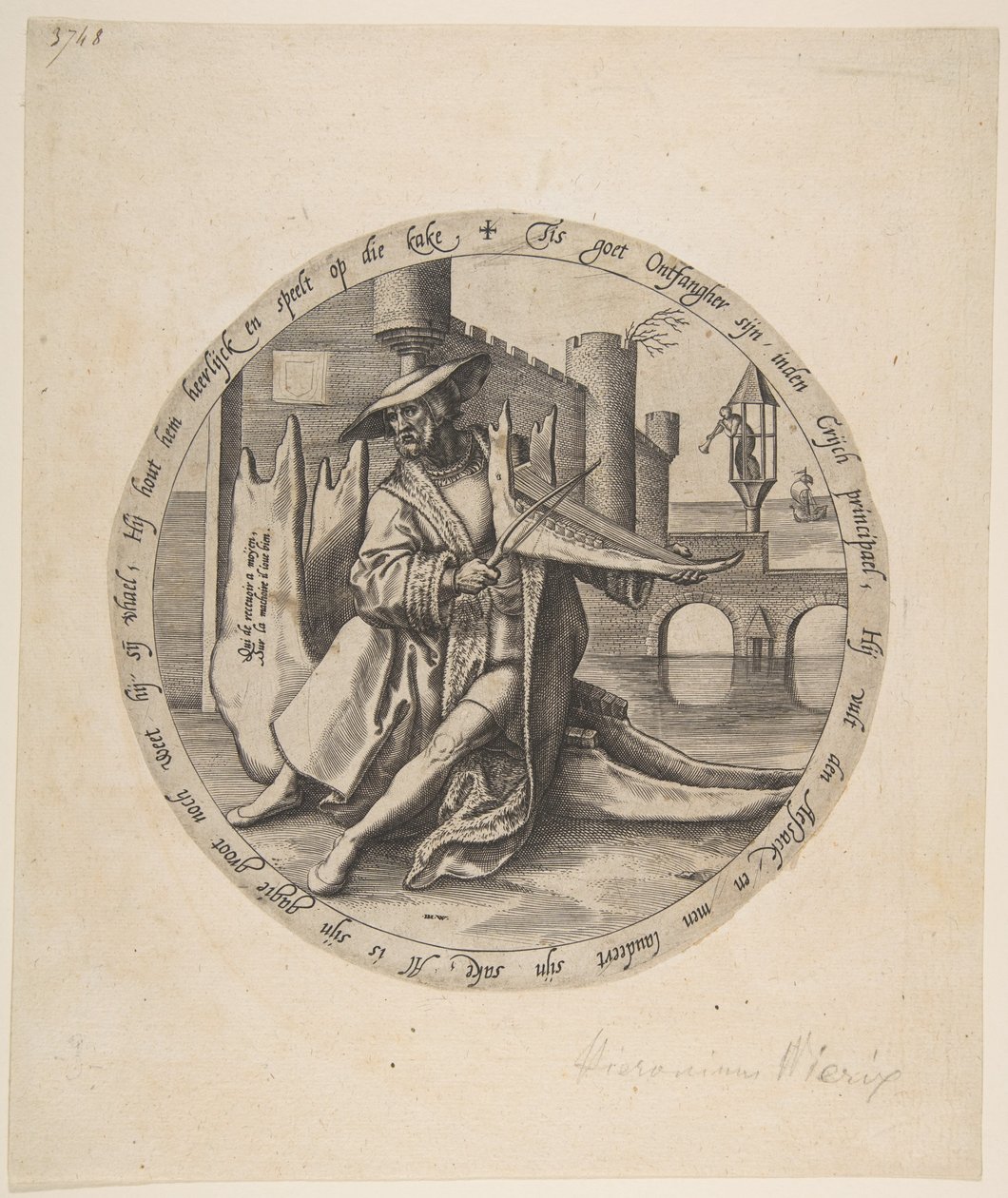 Le riche jouant du violon sur une mâchoire, vers 1568 - Jan Wierix