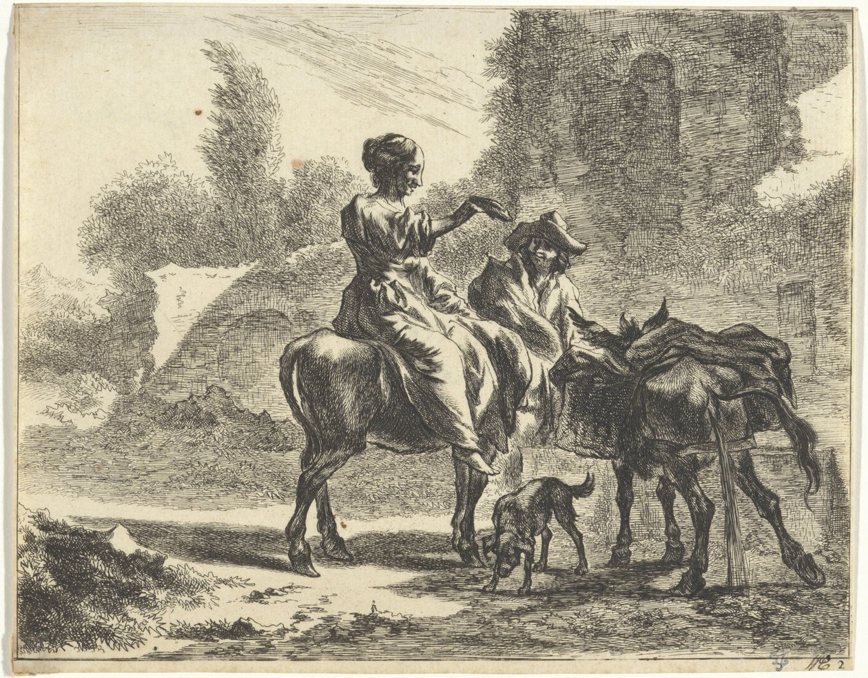 Bergers et ânes près d