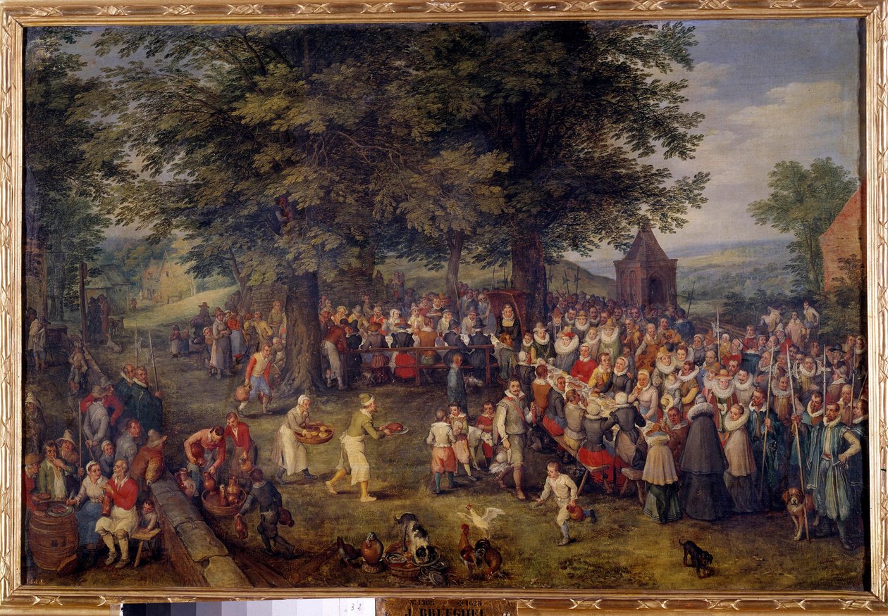 Banquet de mariage Scène de dîner de mariage dans un village - Jan the Elder Brueghel