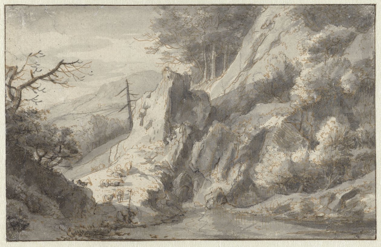 Paysage de montagne avec un conifère mort - Jan van Aken