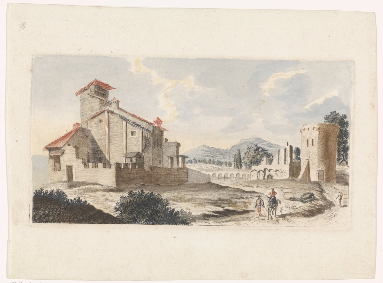 Paysage italien avec un homme sur une mule - Jan van Call (I) (attributed to)