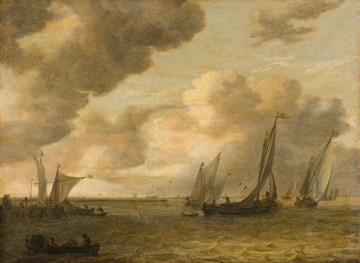 Estuaire avec des voiliers - Jan van Goyen