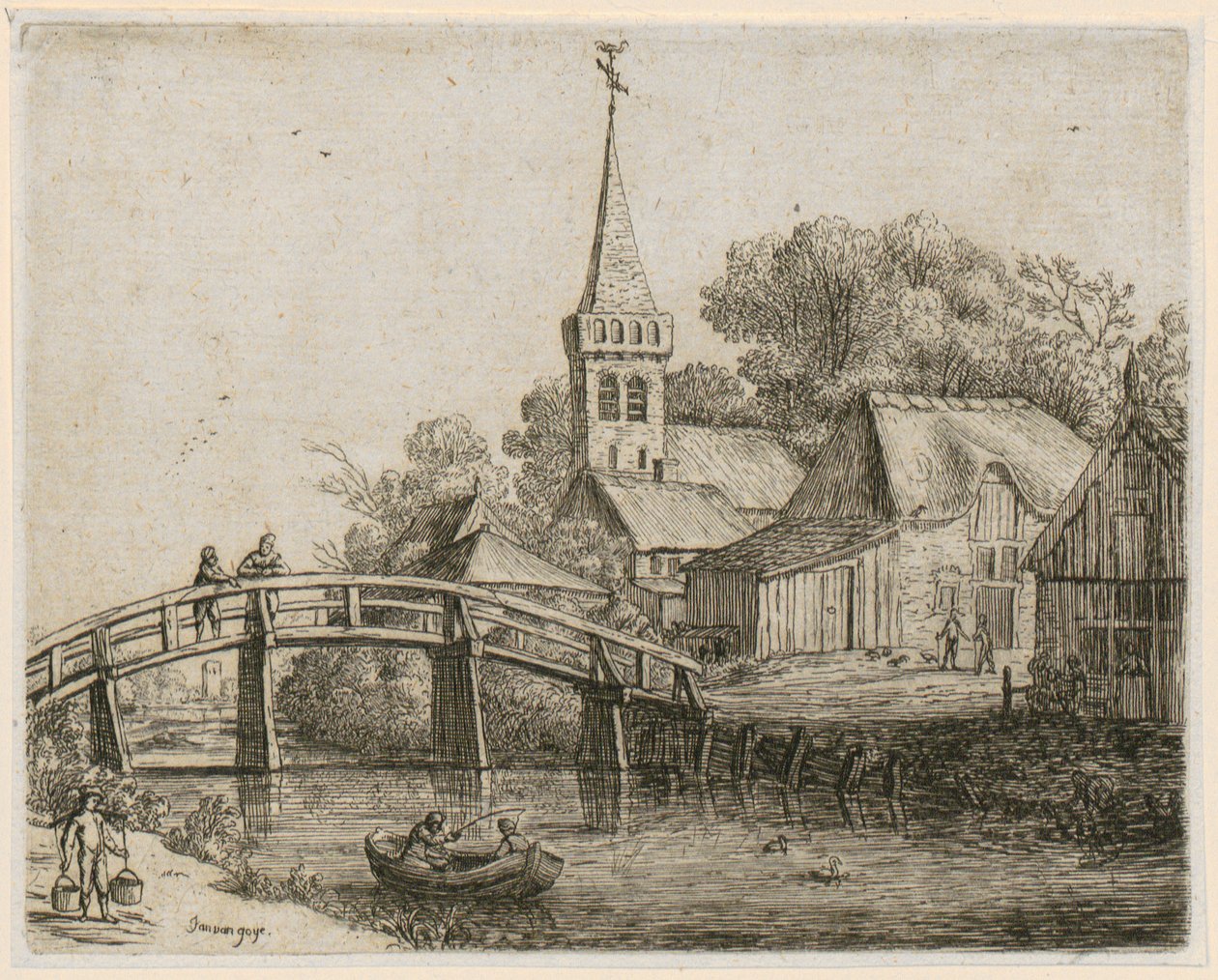 Pont de bois, planche 4 de la série « Paysages variés » - Jan van Goyen