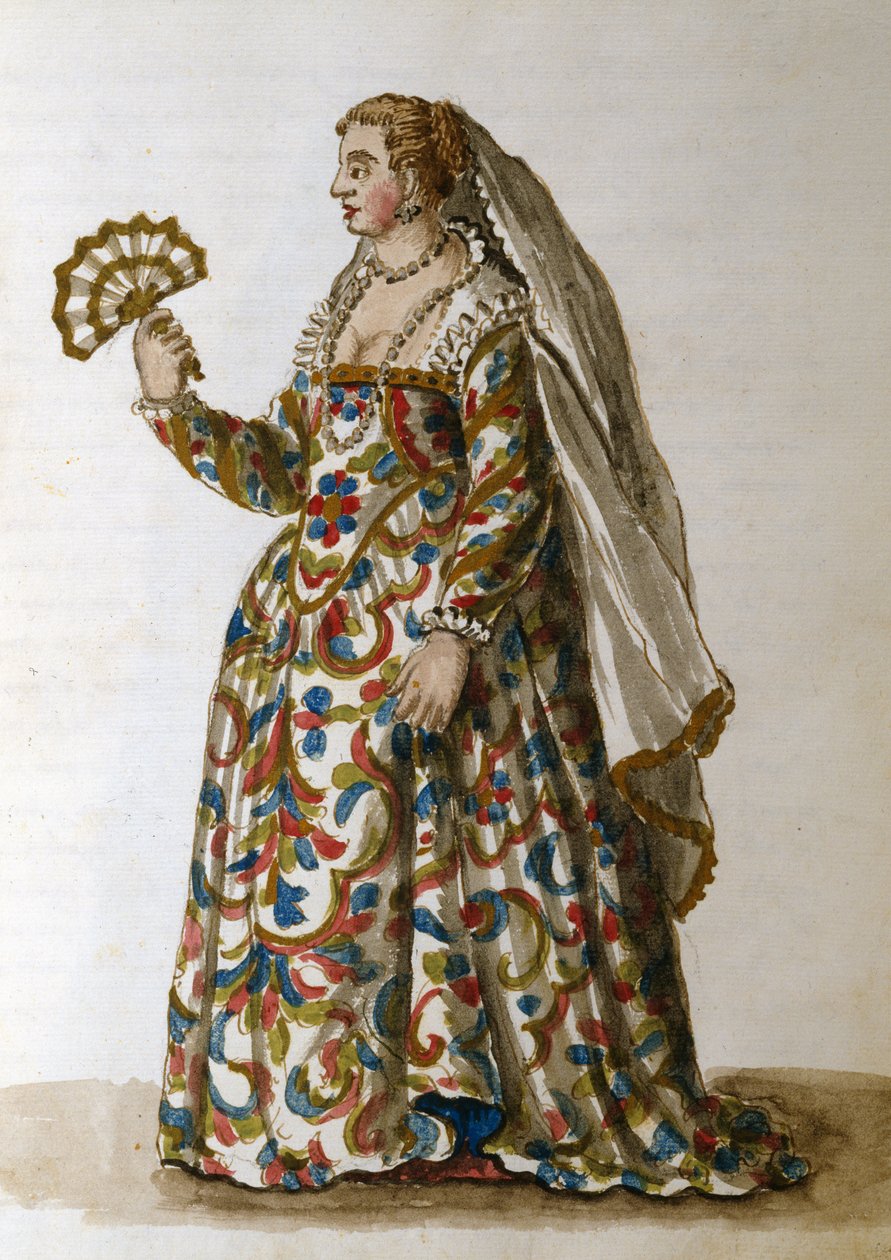Une dame en robe de soirée, l