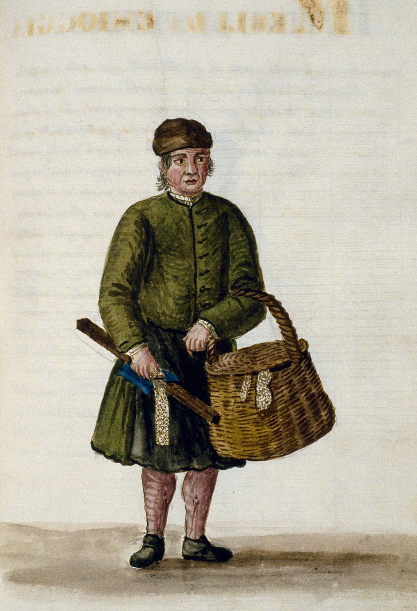 Vendeuse de dentelle de Chioggia, illustration du manuscrit des vêtements vénitiens, Volume IV, c 68, par Jan Grevenbroeck, aquarelle, Italie - Jan van Grevenbroeck