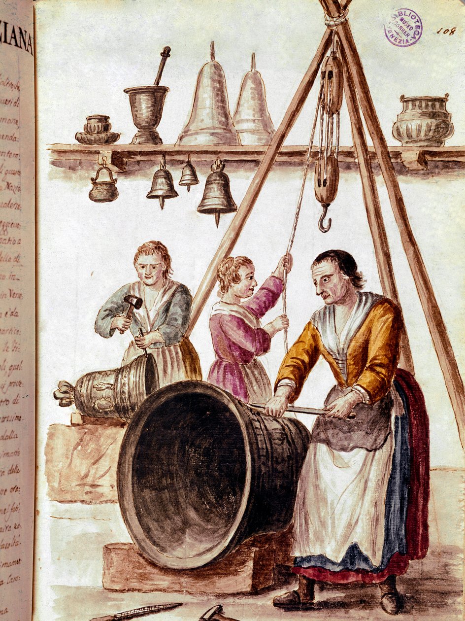 Métiers : le fabricant de cloches (Aquarelle et encre d