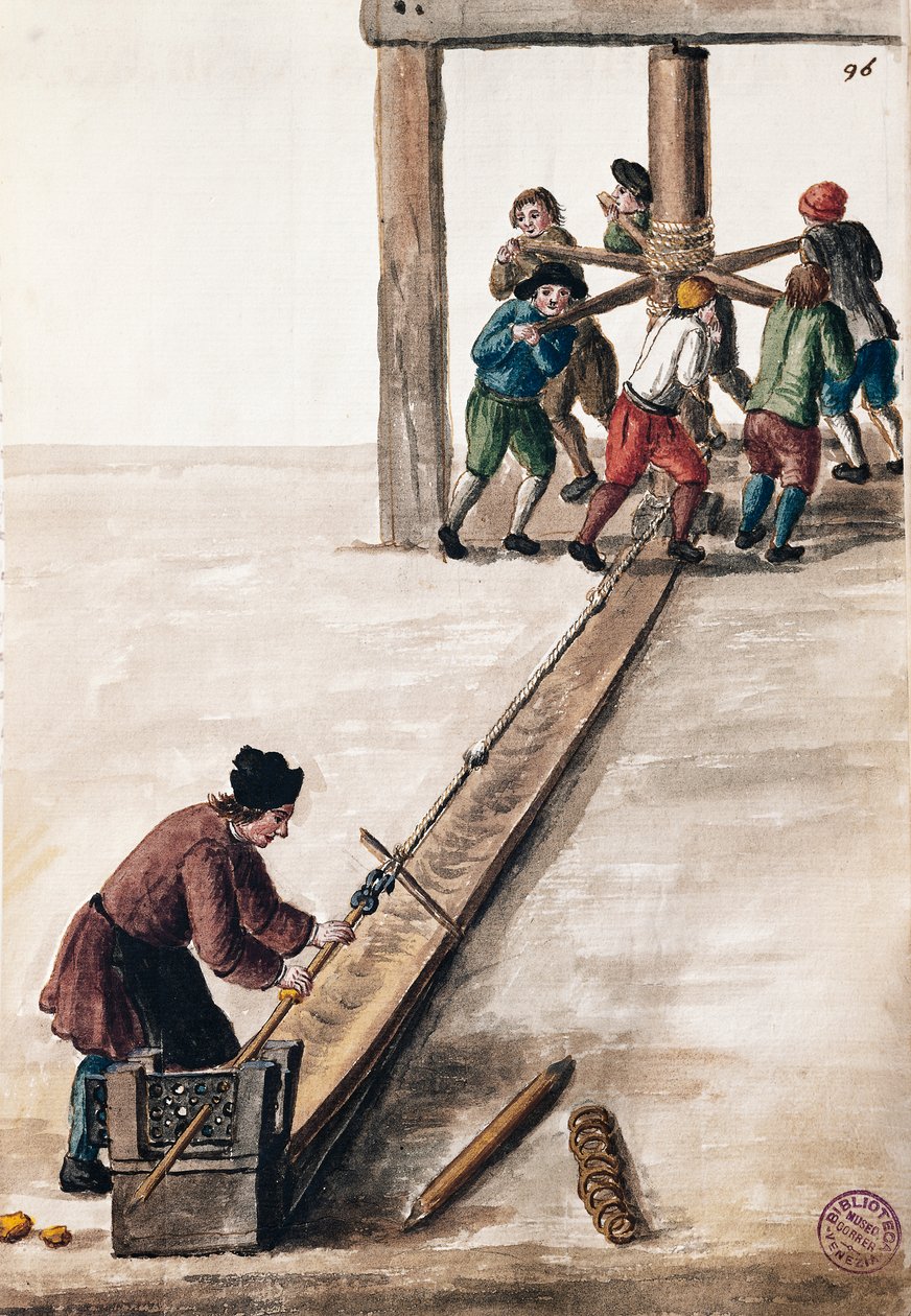 Traitement des tiges pour la menthe, illustration du Livre illustré des costumes vénitiens - Jan van Grevenbroeck