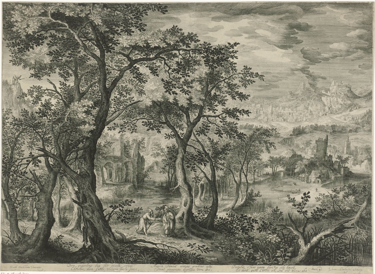 Paysage de montagne avec la tentation du Christ - Jan van Londerseel