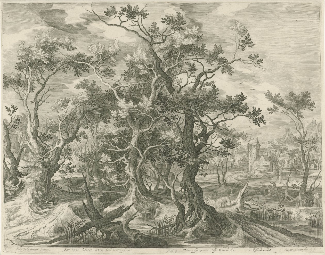 Paysage avec un prophète de Juda déchiré par un lion - Jan van Londerseel
