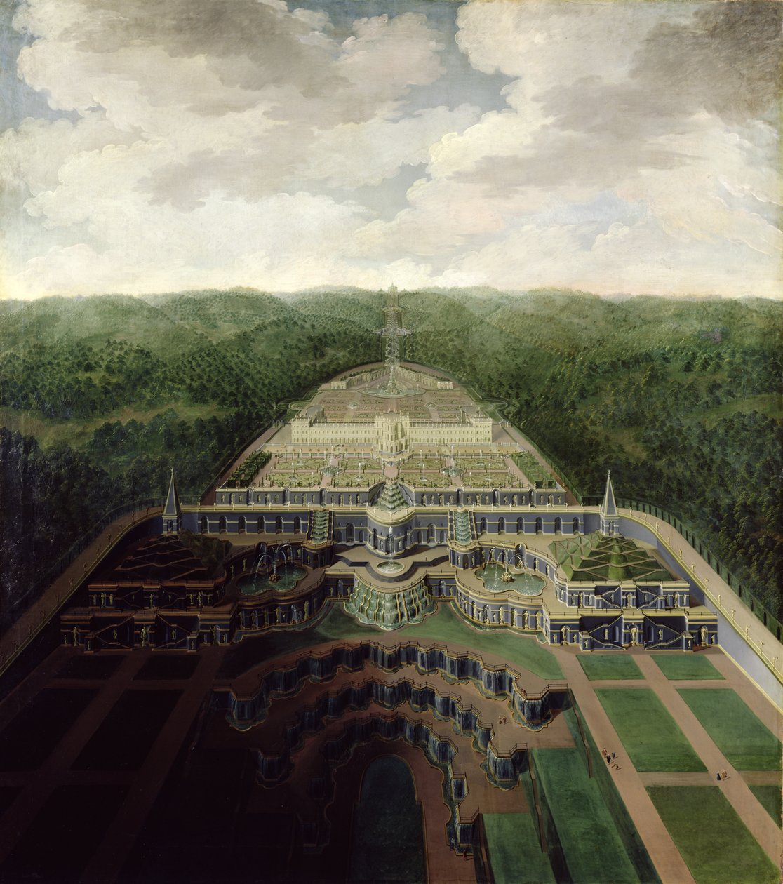 Vue du Complexe de Karlsberg des Cascades et Jardins vers l