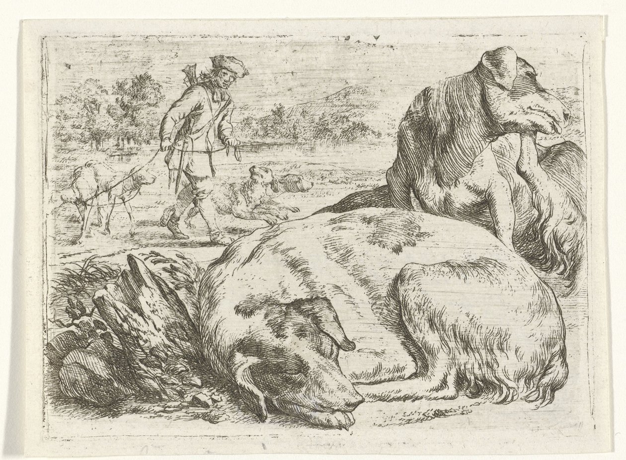 Chasseur avec ses chiens - Jan van Ossenbeeck