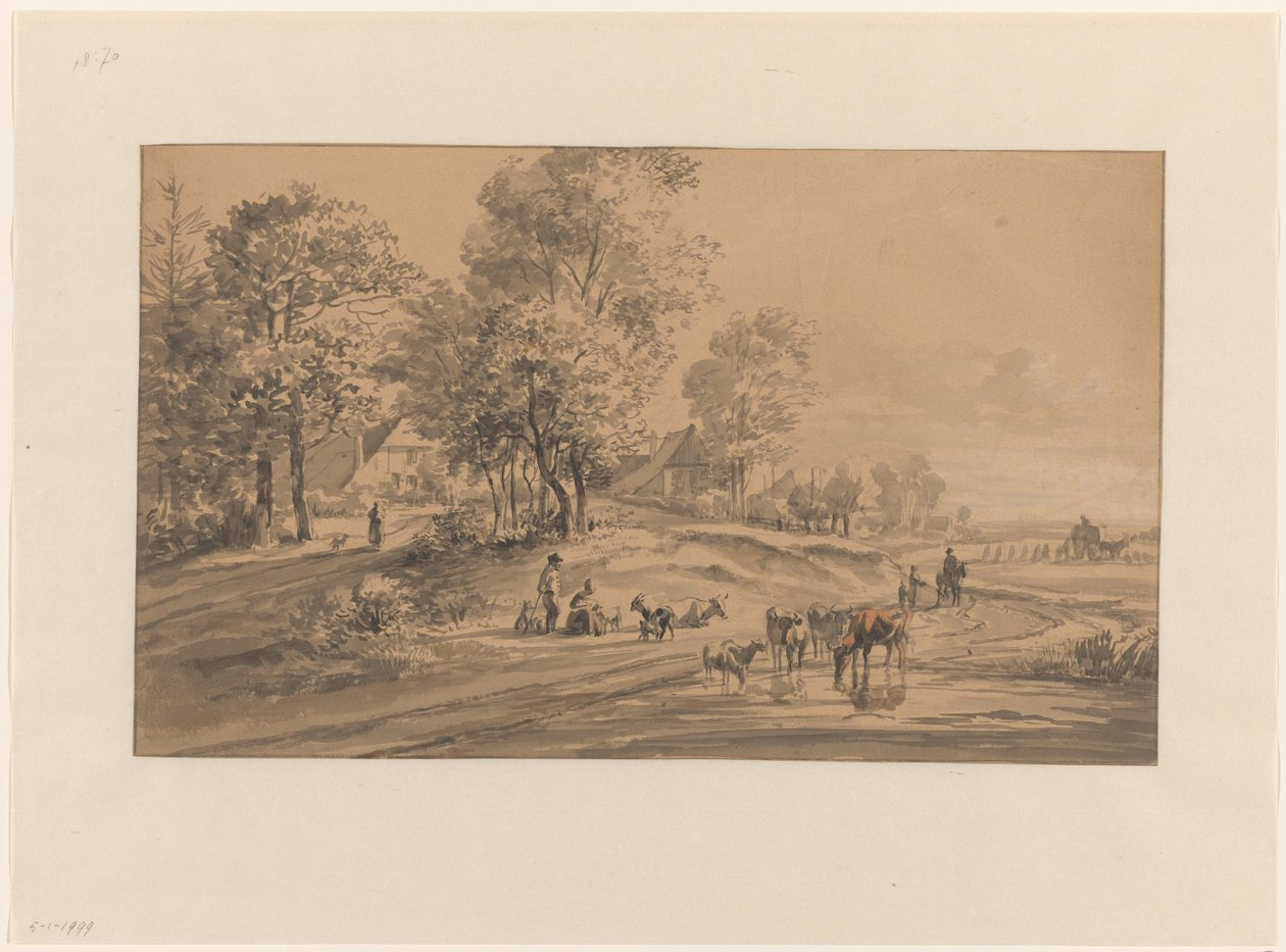Paysage avec des paysans et du bétail - Jan van Ravenswaay