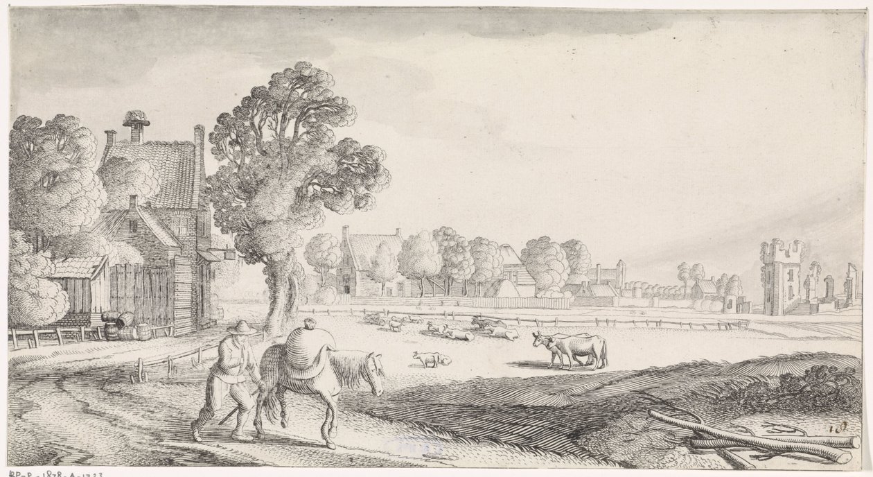 Paysans avec cheval de bât sur un chemin - Jan van de Velde (II)