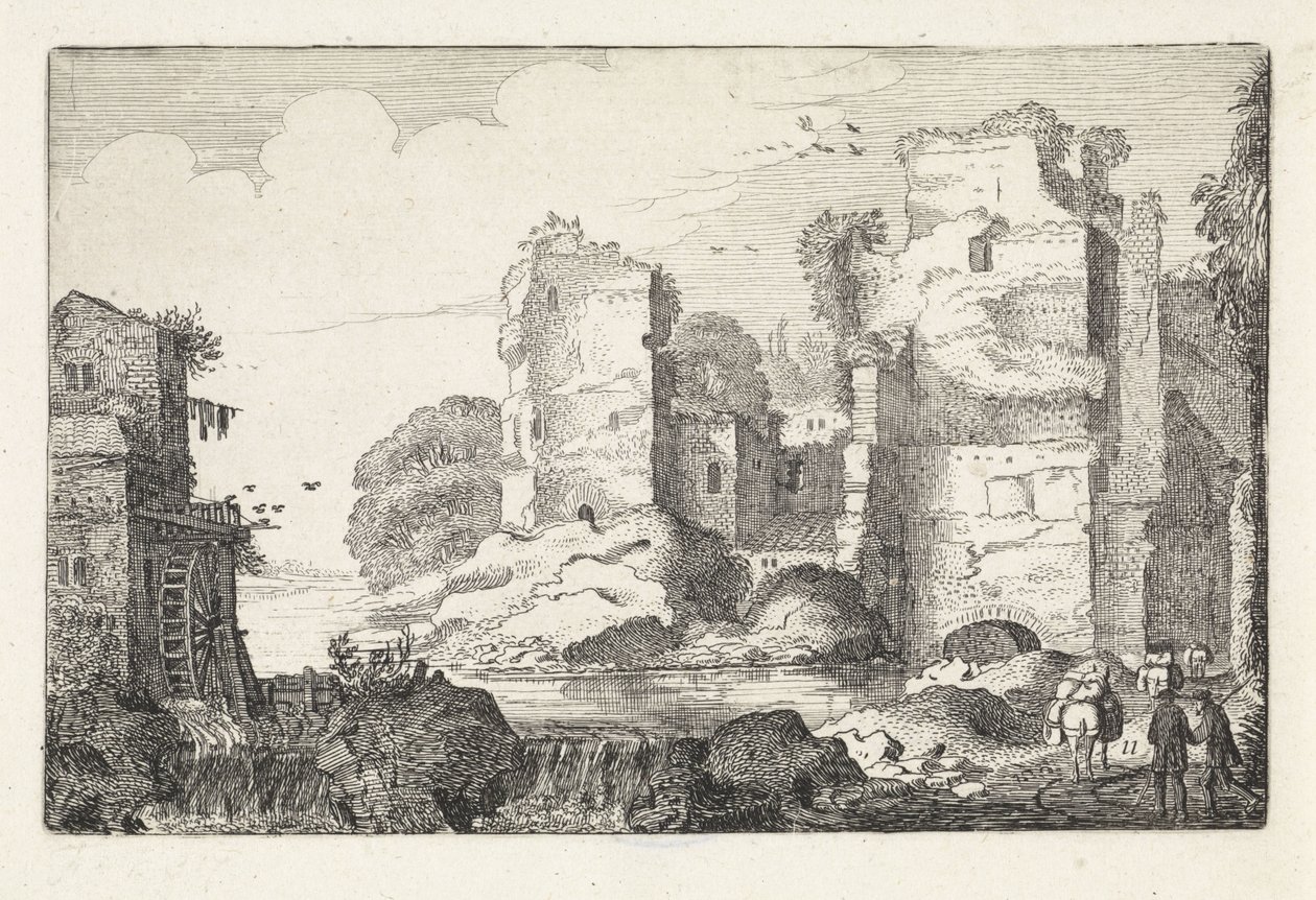 Paysage avec ruines et un moulin à eau - Jan van de Velde (II)
