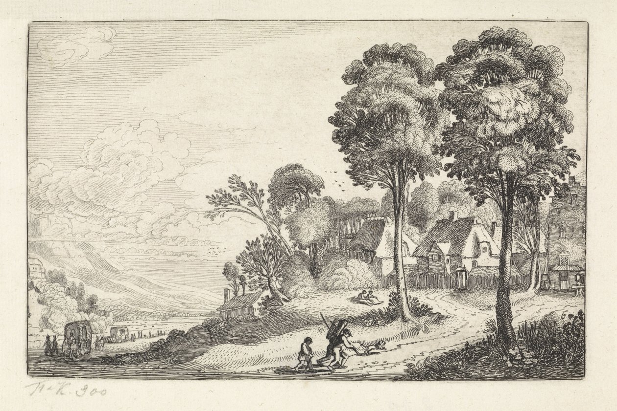 Voyageurs sur un chemin près d