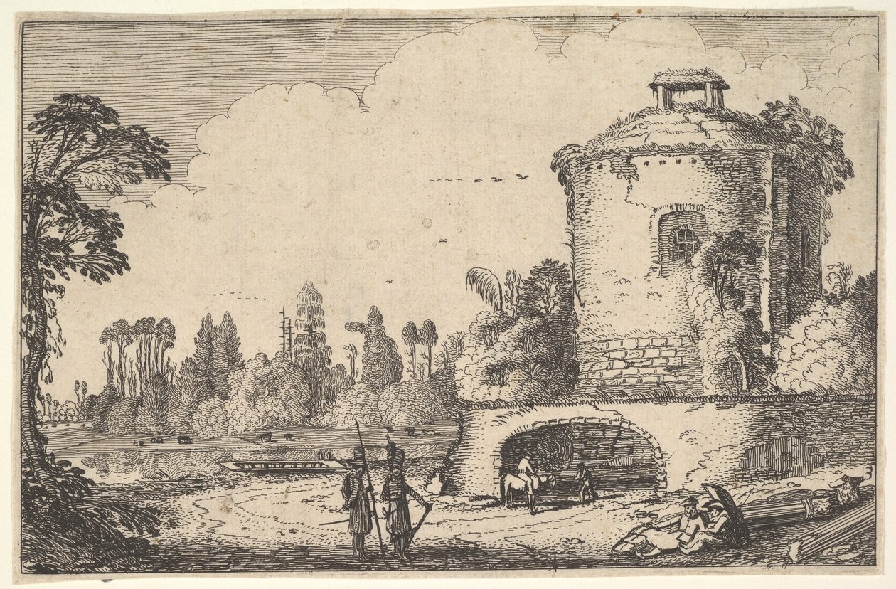 Paysage avec une tour ronde, vers 1616 - Jan van de Velde II