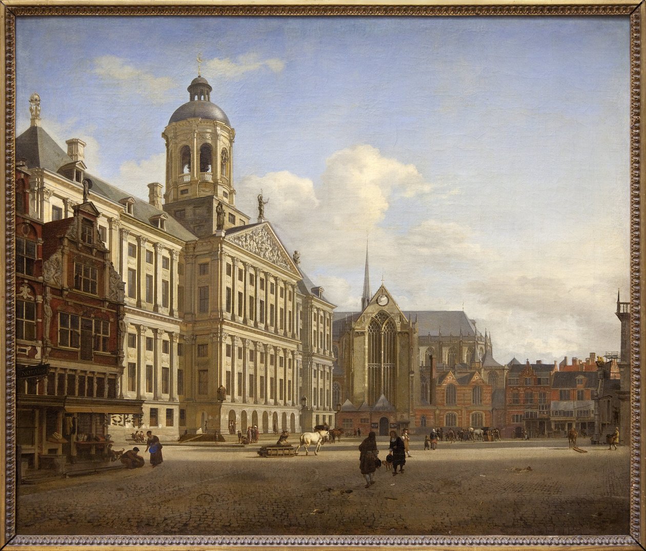 Le barrage avec la nouvelle mairie à Amsterdam - Jan van der Heyden
