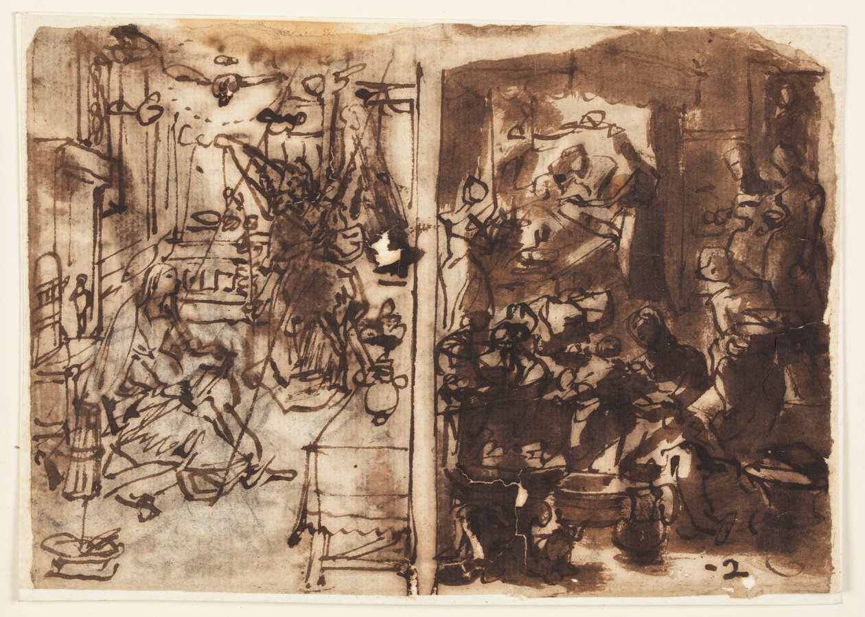 Annonciation (gauche) ; Naissance de la Vierge (droite) - Jan van der Straet, called Stradanus