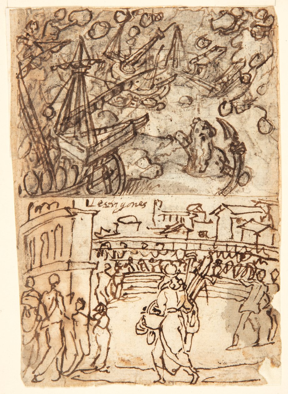 Page de carnet de croquis avec Cyclope - Jan van der Straet, called Stradanus