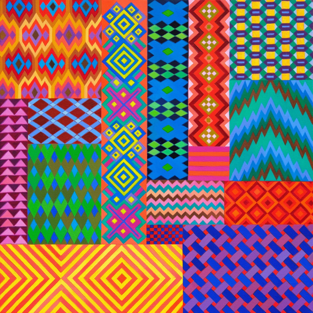 Motifs textiles, 2024(huile sur toile) - Jane Tattersfield