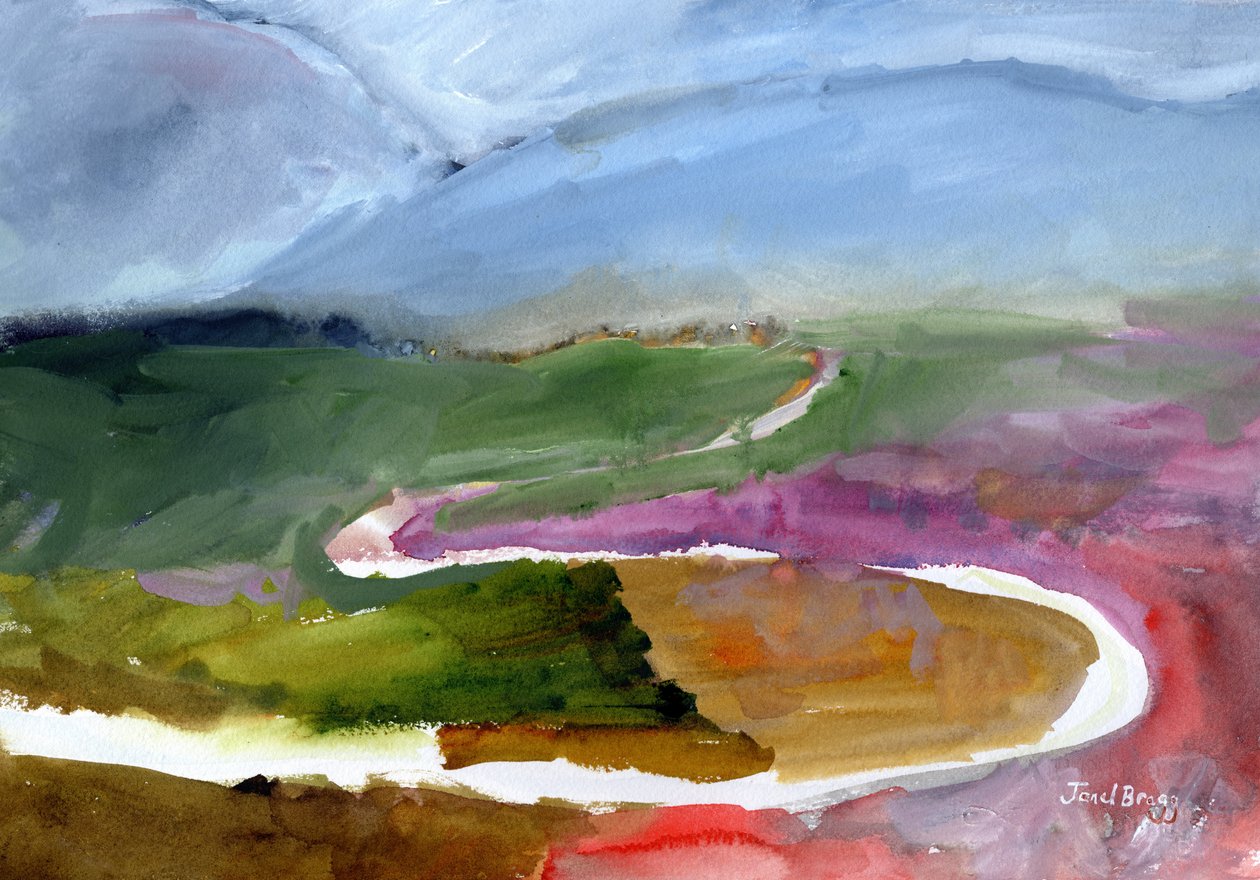 Paysage de la vallée de Skagit, c. 2019 (aquarelle sur papier) - Janel Bragg