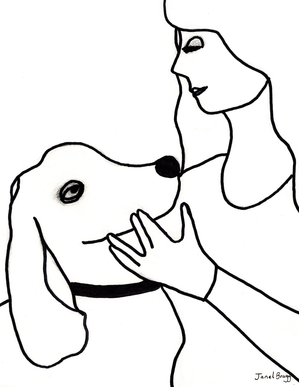 Vincent et Janel dans les lignes noires, vers 2024 (marqueur sur papier) - Janel Bragg
