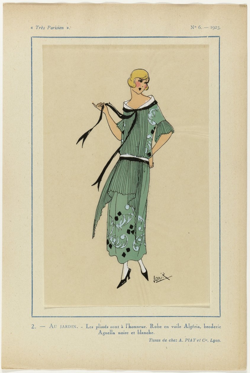 Très Parisien, 1923, No 6: 2.- AU JARDIN. / Les plissés sont à l