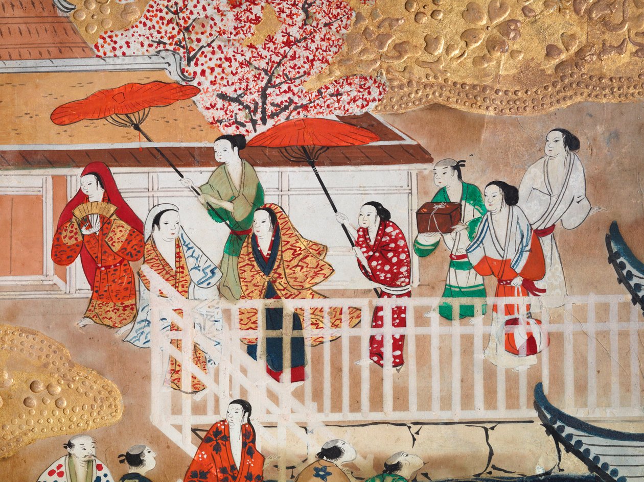 Osakazu Byobu - Paravent japonais à huit panneaux (peinture) - Japanese School
