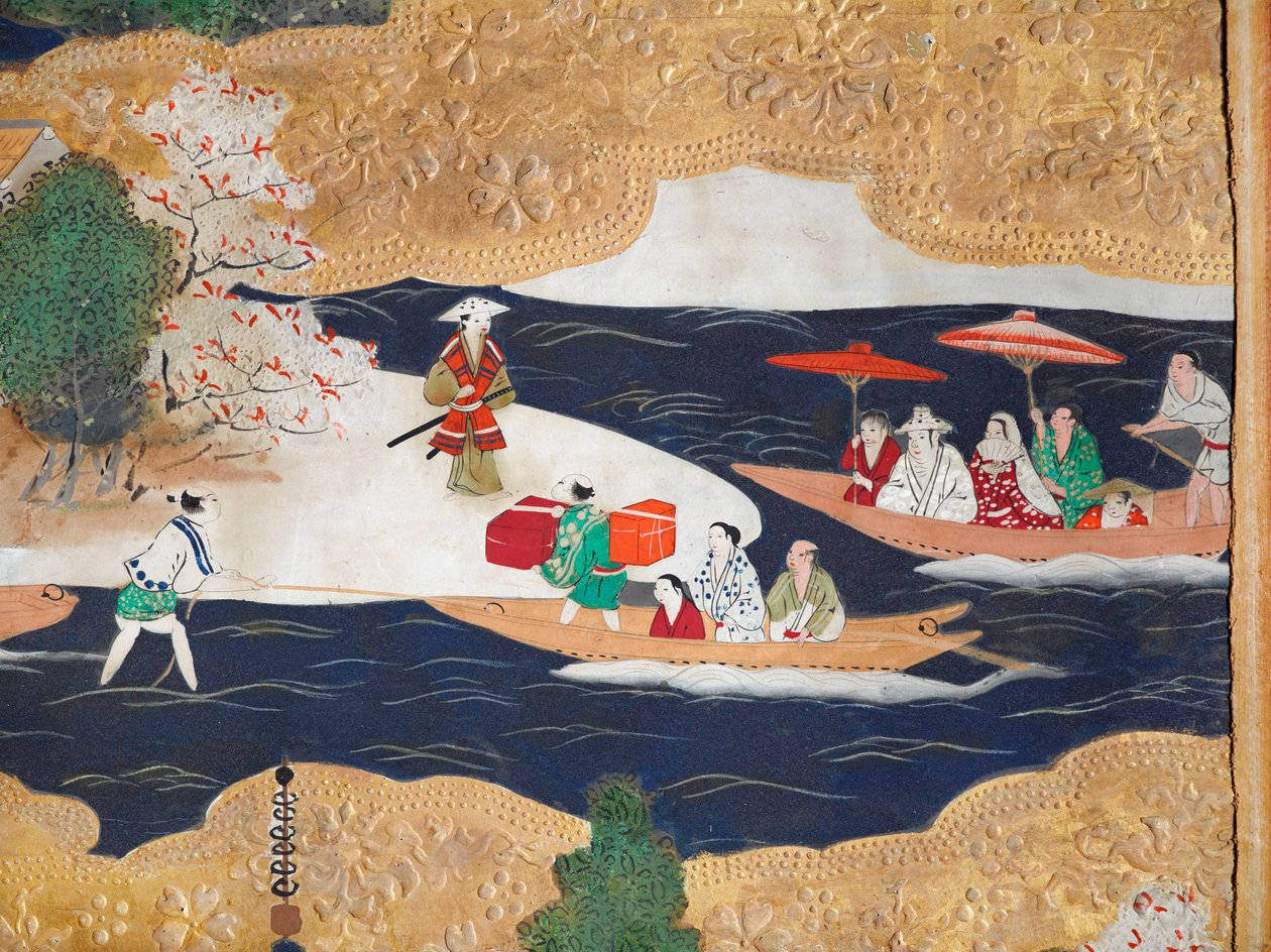 Osakazu Byobu - Paravent japonais à huit panneaux (peinture) - Japanese School