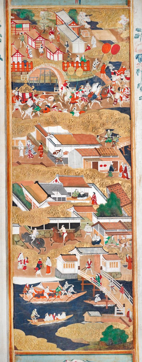 Osakazu Byobu - Paravent japonais à huit panneaux (peinture) - Japanese School