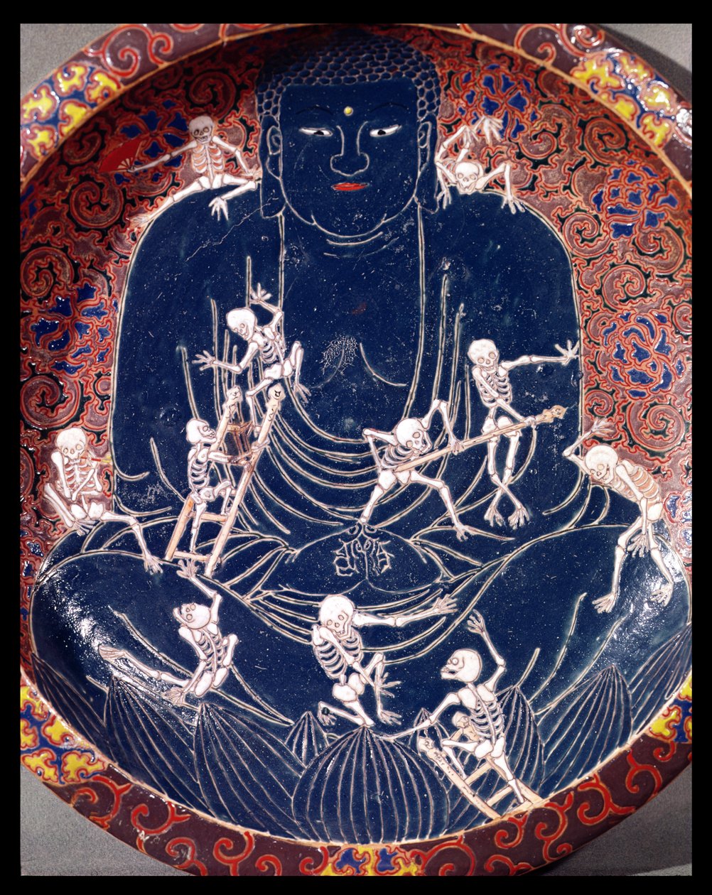 Assiette représentant Bouddha avec dix squelettes (détail) - Japanese School