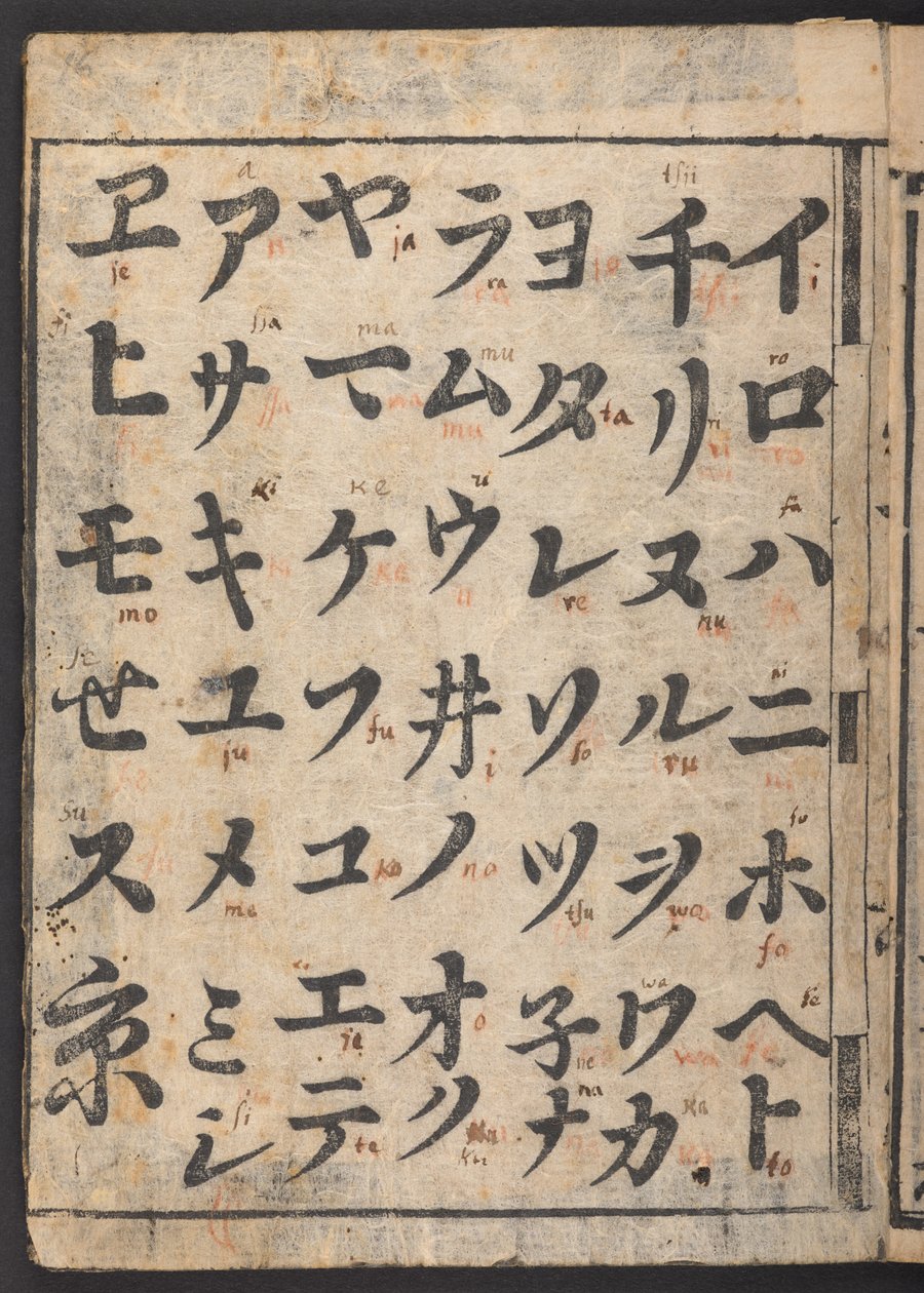 Schichi iroha, montrant le syllabaire katakana - Japanese School
