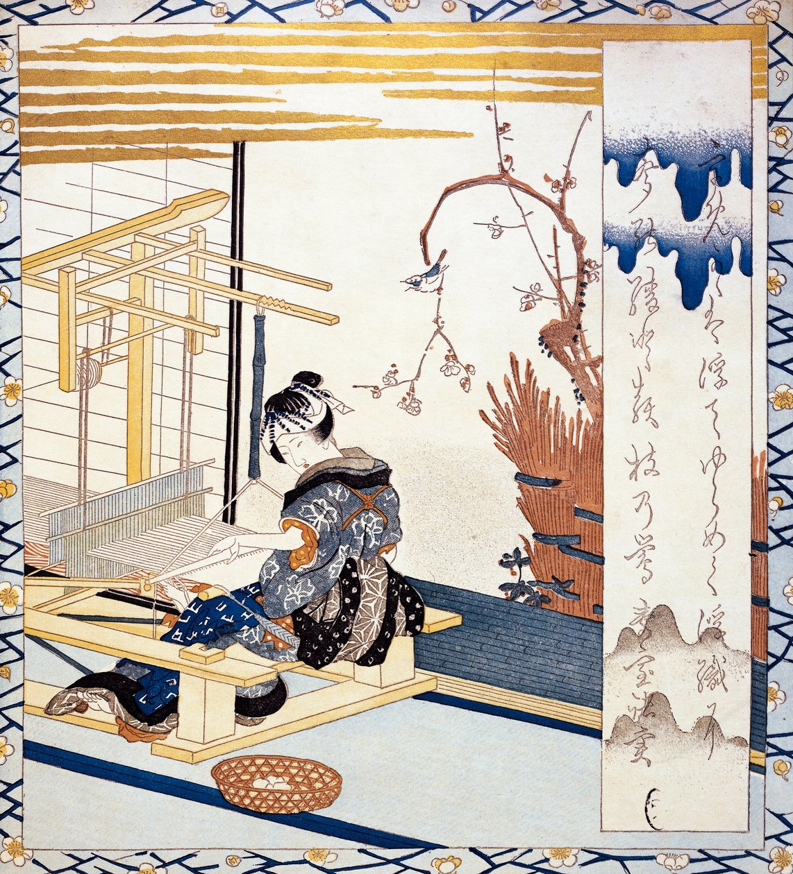 Tissage de la soie, illustration de femmes japonaises - Japanese School