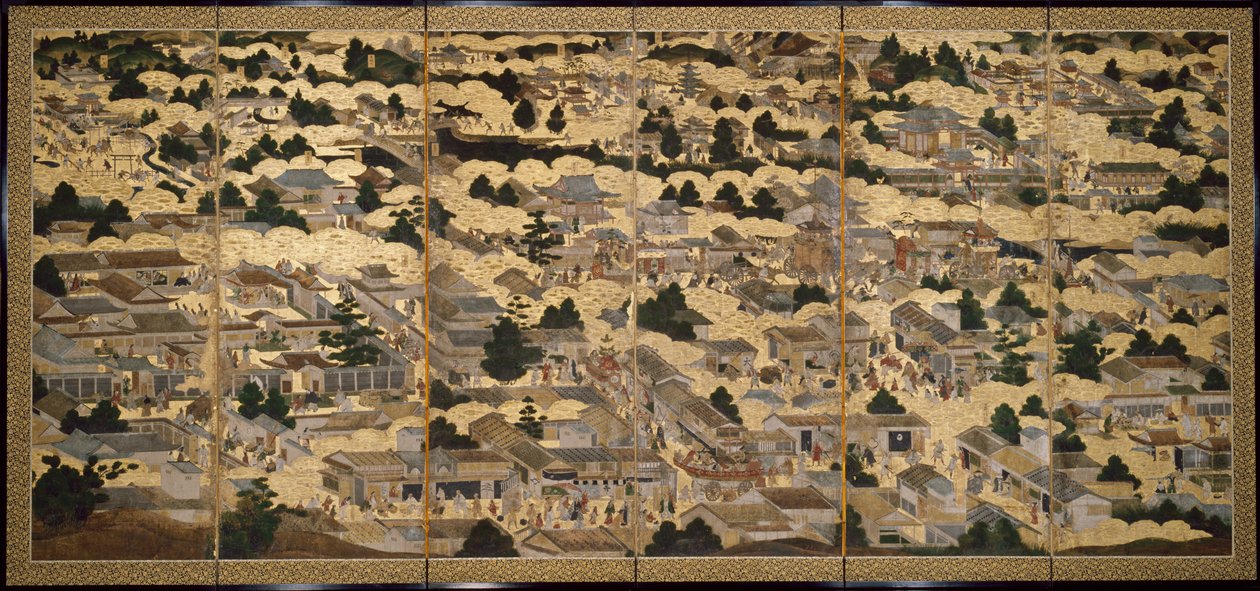 Vues de Kyoto et de ses environs (Rakuchu rakugai zu), vers 1616-1624 (encre, couleur et feuille d